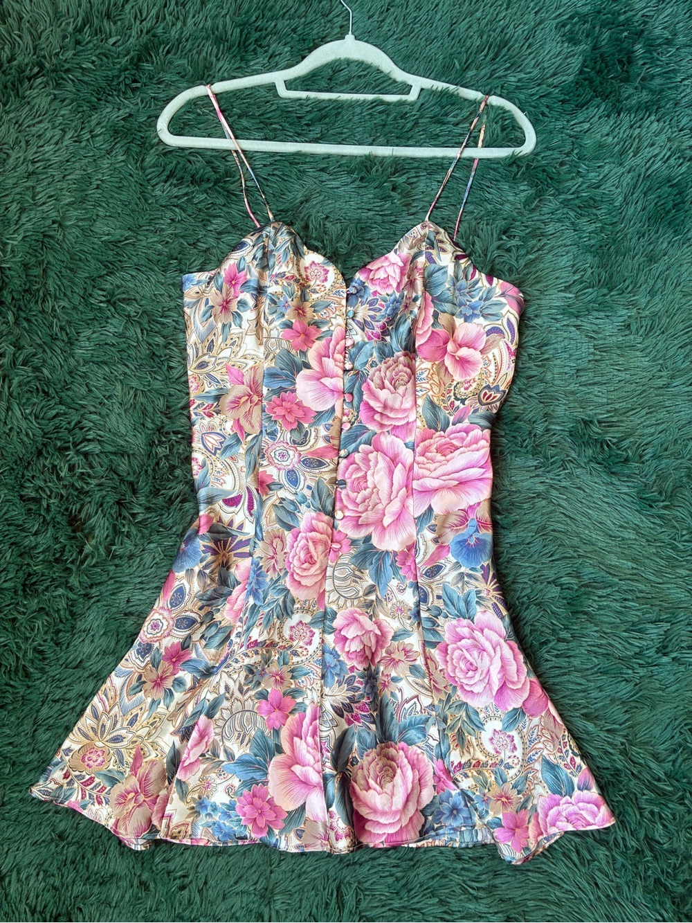 Vintage Victoria’s Secret Gold Label Floral Satin Slip Dress